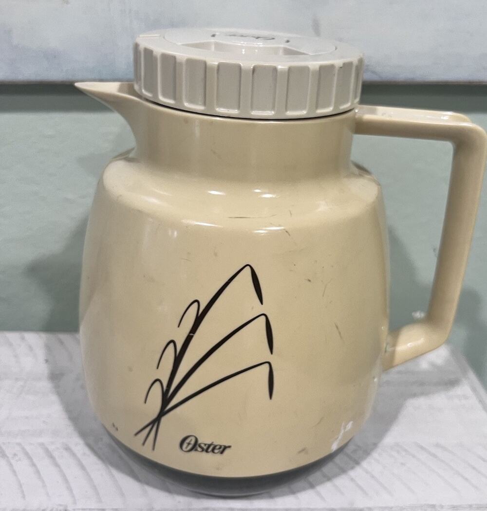 Vintage Oster Thermo Insulated Pitcher 2 Quart Coffee Carafe Thermal Beige
